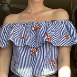 Off the shoulder floral shirt